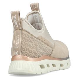 Sapatos femininos confortáveis ​​de cano alto bege Rieker M6053-62 1