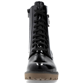 Botas femininas pretas de couro envernizado Remonte D8663-00 preto 2