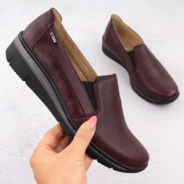 Sapatos femininos confortáveis ​​de couro cereja Helios 350-2 vermelho 1