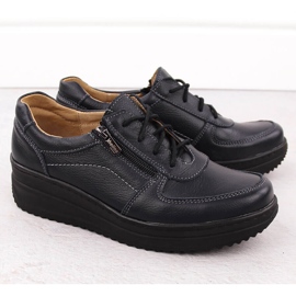 Sapatos femininos confortáveis ​​de couro, azul marinho Helios 419 2