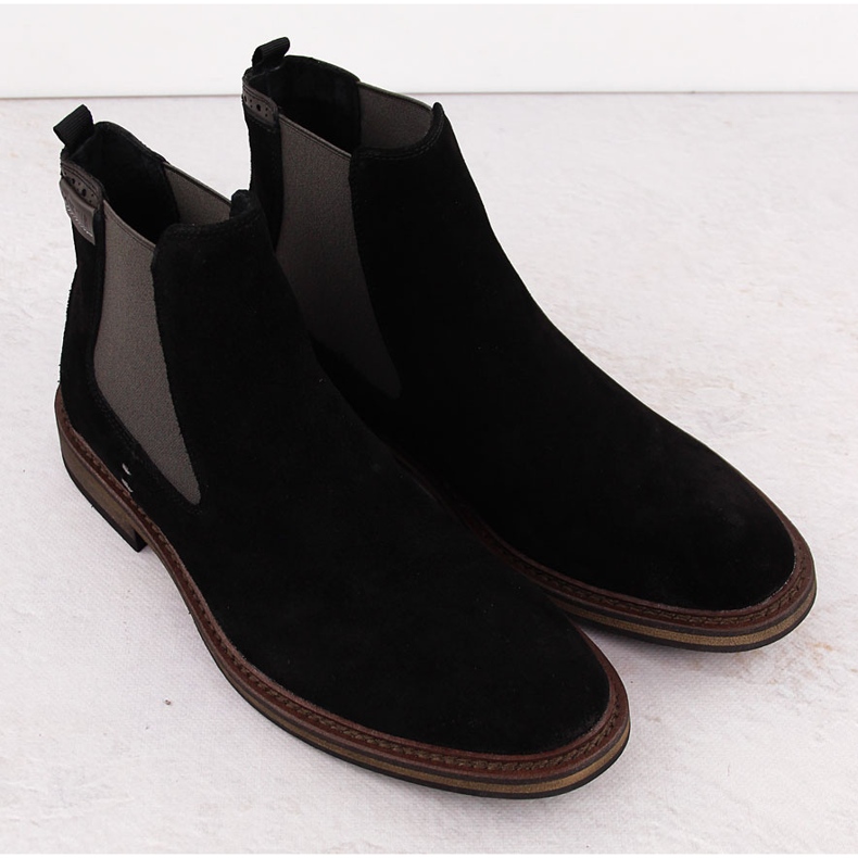 Botas Chelsea masculinas de couro preto Big Star OO174154 2