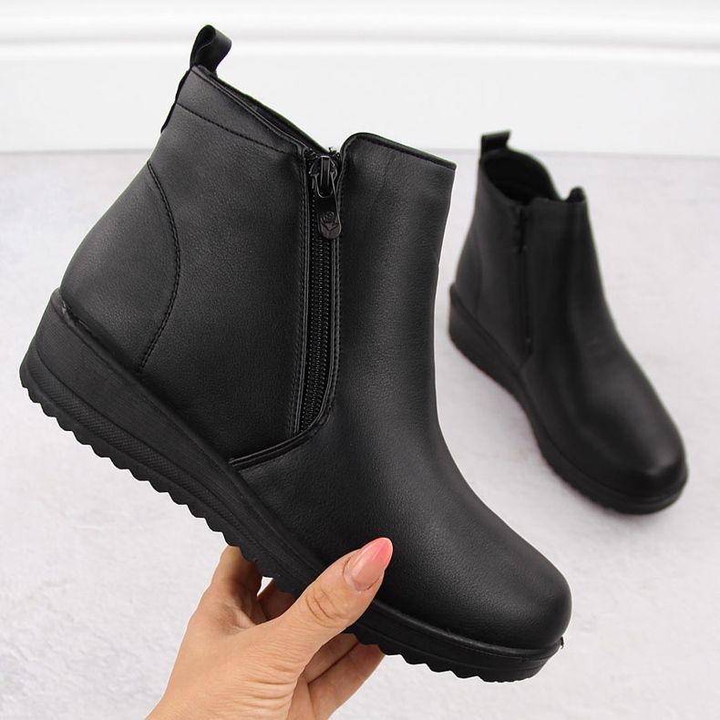 Botins pretos elevados e confortáveis ​​para mulher Filo Donna Z24-37 1