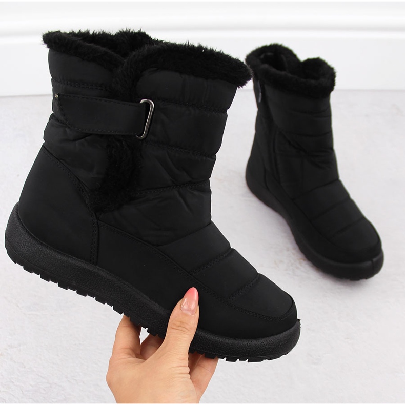 Botas de neve femininas Filo Donna Z24-50 pretas com pele preto 1