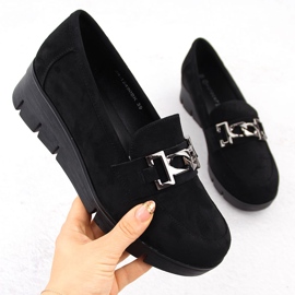 Sapatos femininos pretos de cunha Potocki 12490 preto 1