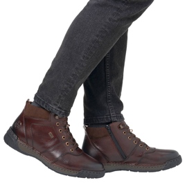 Botins impermeáveis ​​de couro, sapatos masculinos com isolamento, marrom Rieker B0308-25 castanho 1