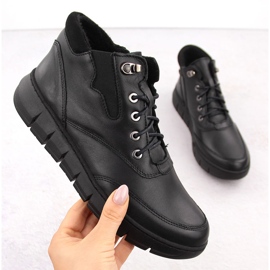 Botas femininas de couro na plataforma, pretas Helios 561 preto 1