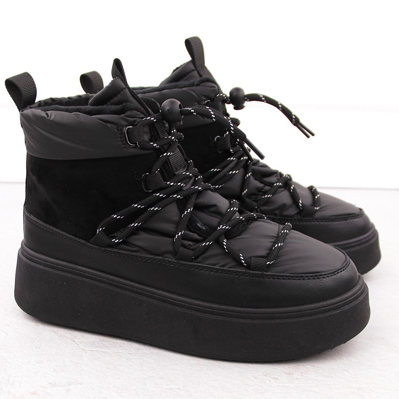 Botas femininas de neve na plataforma, pretas Potocki 72302 preto 2