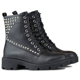 Botas femininas de rock com rebites, pretas CH2320B preto 2