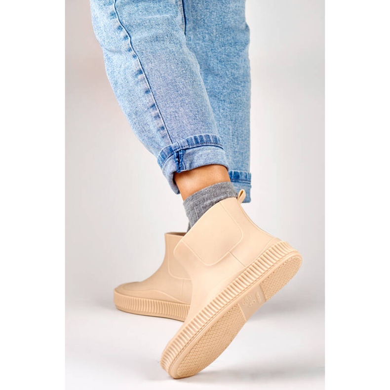 Botas femininas bege fosco YJ-7-2BE 2 Botas femininas bege fosco YJ-7-2BE 2