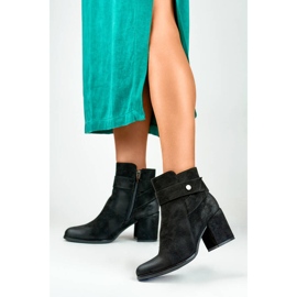 Botins femininos em camurça, pretos, 260041B-SU 2