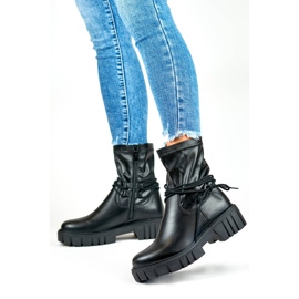 Botins femininos com cano elástico, atacadores, pretos DE1127P-B bege 2