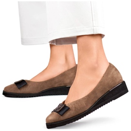 Sapatos femininos de camurça com decoração cinza GD-FL766T bege 1 Sapatos femininos de camurça com decoração cinza GD-FL766T bege 1