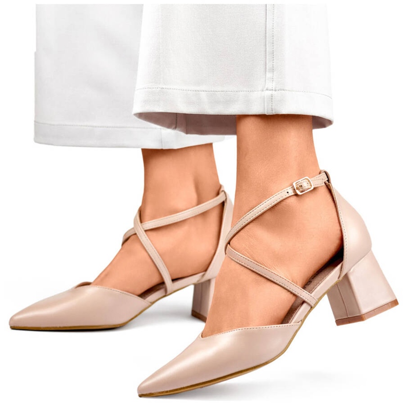 Sapatos femininos com alças, bege GD-FL1150D.BE 1