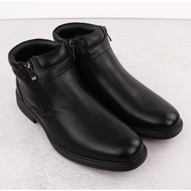 Botins masculinos isolados com zíper, pretos Unisoft 7516 2