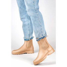 Botas Chelsea femininas com cano elástico e meia, bege S27BE 2
