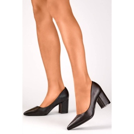 Sapatos femininos de bico fino, pretos, KJ-42B 2