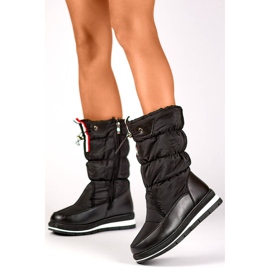 Botas altas de neve femininas com punho, pretas 8302B preto 2