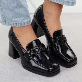 Sapatos femininos pintados no Black Potocki SZ12553 Post preto 1