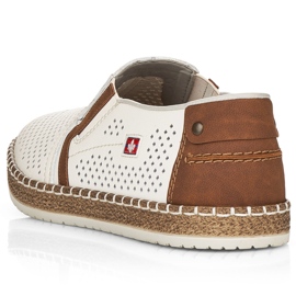 Sapatos de couro aberto masculino, White Rieker B5297-80 branco 1