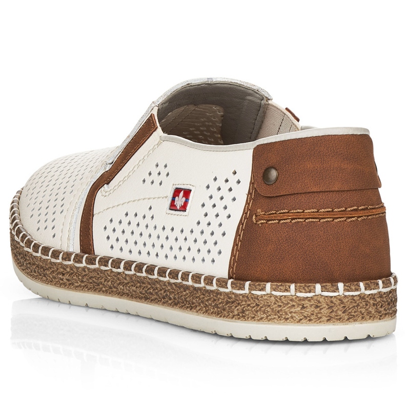 Sapatos de couro aberto masculino, White Rieker B5297-80 branco 1