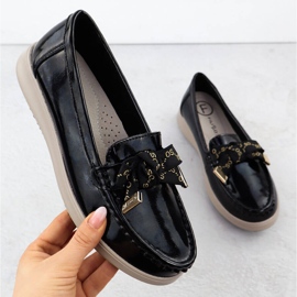 Mocas de couro envernizados com um arco preto filippo dp6457 1