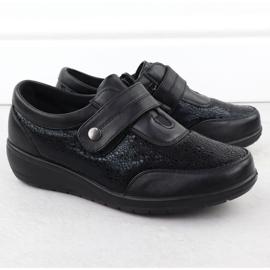Sapatos confortáveis ​​femininos com velcro preto unisoft 9022 2