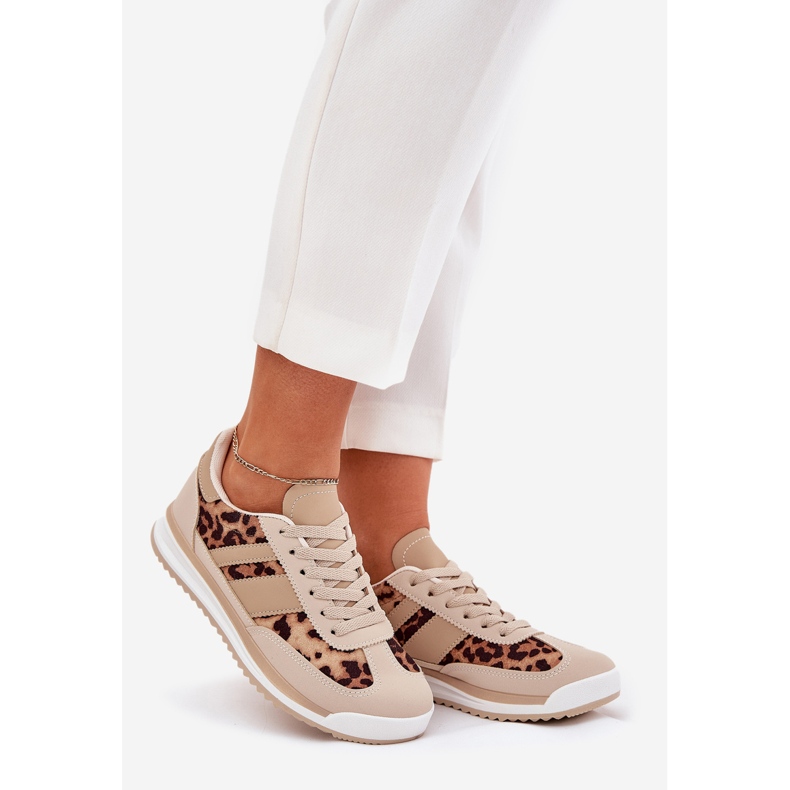 Sneakers Sports Sapatos Impressão de leopardo marrom-bege feminino 1