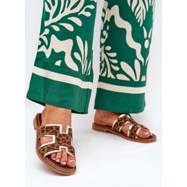 Flip de leopardo plano de couro Zazoo 40383 Brown marrom 2