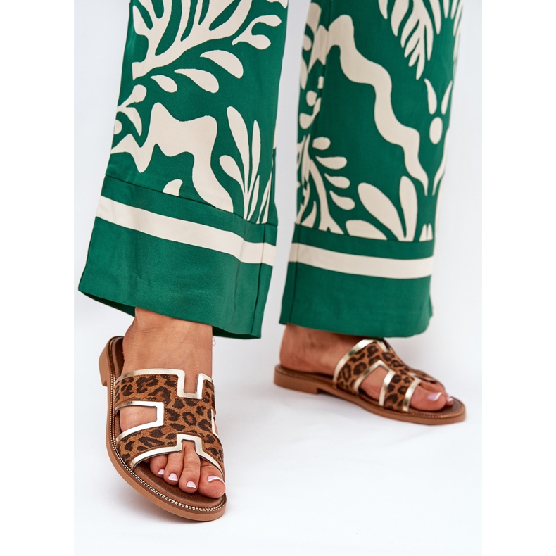 Flip de leopardo plano de couro Zazoo 40383 Brown marrom 2