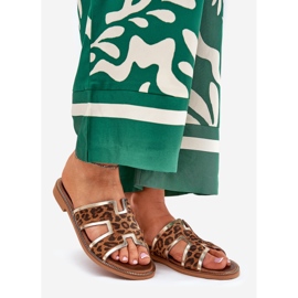 Flip de leopardo plano de couro Zazoo 40383 Brown castanho 1