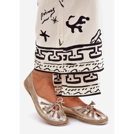 Bailarinas planas feitas de couro natural Zazoo 10179 Zlotys dourado 1