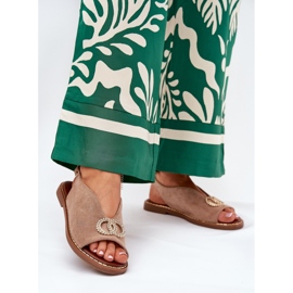 Sandálias femininas com eco -breos -breos de bilheteria plana bege 2