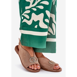 Sandálias femininas com eco -breos -breos de bilheteria plana bege 1