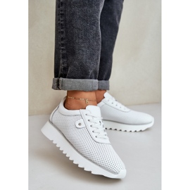 S.Barski Sapatos de couro esportivos na plataforma com glitter lr51-629 branco 2