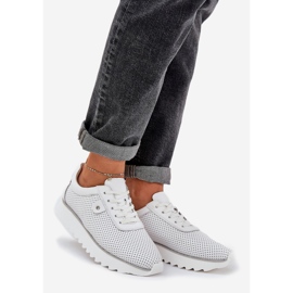 S.Barski Sapatos de couro esportivos na plataforma com glitter lr51-629 branco 1