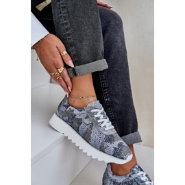 S.Barski Sapatos esportivos estampados em camurça em uma plataforma com D&amp;A LR51-635 GLITTER azul 1