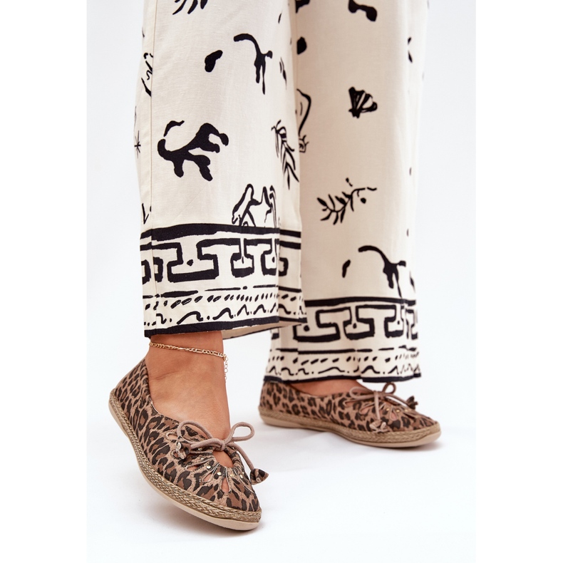 Zazoo Ballerinas de couro natural estampa de leopardo 10179 Brown castanho 2