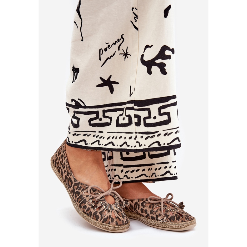 Zazoo Ballerinas de couro natural estampa de leopardo 10179 Brown marrom 1