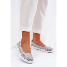 Couro Open Work Vinceza Ballerinas 95323 Gray cinza 2