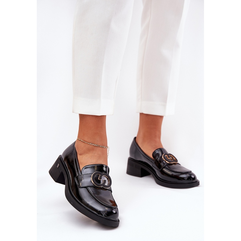 Vinceza Mocassins de couro pintado de couro vicinceza 18102 preto 1