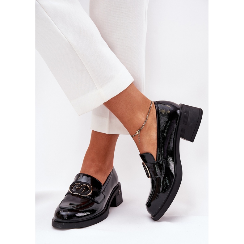 Vinceza Mocassins de couro pintado de couro vicinceza 18102 preto 2