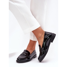 Mocassins femininos envernizados elegantes feitos de couro natural de Vinceza 18100 preto 2