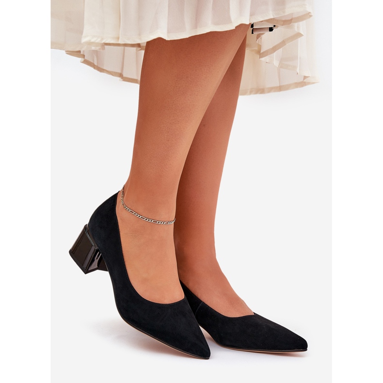 Bombas suaves de camurça com ferramentas pontiagudas Vinceza 66736 preto 1