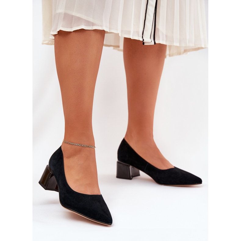 Bombas suaves de camurça com ferramentas pontiagudas Vinceza 66736 preto 2