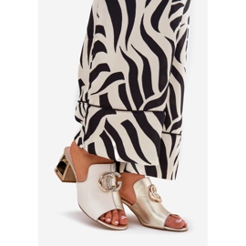 Saltos de couro elegantes Laura Messi 2875 bege-Gold 1