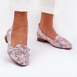 Jezzi Ballerinas abertas com flores Eco -SUEDE Amepitrea multicolor rosa 2
