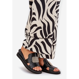 Jezzi Flips femininos na cunha de couro anchoic com decoração preta preto 1