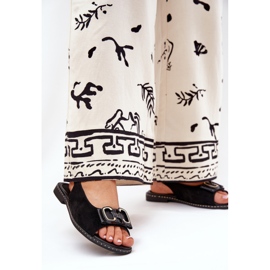 Jezzi Sandálias planas com decoração Eco Suede Black preto 2