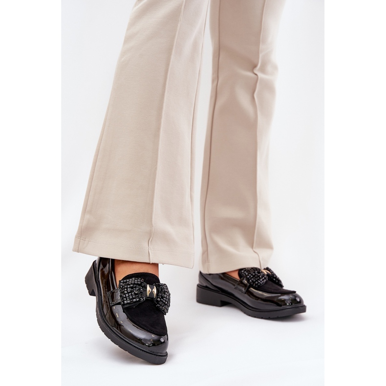 Mocassins das mulheres pintadas com um arco s.barski hy51-319 preto 2 Mocassins das mulheres pintadas com um arco s.barski hy51-319 preto 2