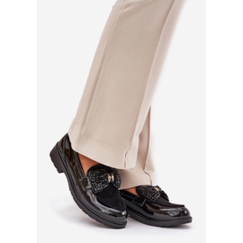 Mocassins das mulheres pintadas com um arco s.barski hy51-319 preto 1 Mocassins das mulheres pintadas com um arco s.barski hy51-319 preto 1